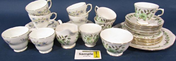 A collection of Shelley Wild Flowers pattern tea wares, Duchess Tranquillity patterned tea wares and