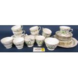 A collection of Shelley Wild Flowers pattern tea wares, Duchess Tranquillity patterned tea wares and