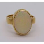 9ct opal dress ring in rubover setting, size R/S, 5g