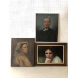 Three framed portraits of women (19th/20th century), all unsigned, one inscribed '... Hindsford'
