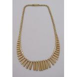 1970s 9ct fringe collar necklace with brushed finish, 31.4g