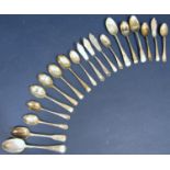 An assortment of silver teaspoons and sardine knives, 9.6oz approx (20)