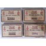 4 vintage GWR wooden jigsaws by Chad Valley including 'King George V' x2, 'The Cornish Riviera