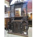 A good substantial Victorian Gothic oak hallstand of full height, the carved framework