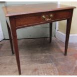 A Georgian mahogany side table with frieze drawer and square tapered legs, 76cm wide