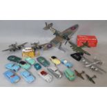 Collection of model vehicles including boxed Dinky Morris Mini-Traveller 197, unboxed Dinky Rolls