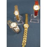 A ladies Rotary wristwatch with stainless steel case and strap and three other ladies