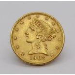 5 dollar gold coin dated 1903, 8.3g