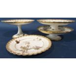 Four 19th century Limoges comports (two high and two low) each with butterfly and floral detail