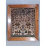 19th century tapestry sampler by Emily Bennett, age 8, 1854, 40 x 49 cm