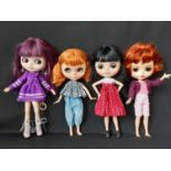 Four customised Blythe dolls with head marked Hasbro/Tomy; 'Neo' type with 2006 doll mould,