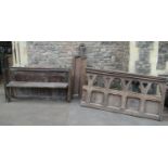Ecclesiastical interest- A 19th century oak gated altar rail with pierced trefoil and further gothic