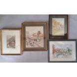 Four framed watercolours of country scenes (19/20th century), to include: A. R. Williams, House by