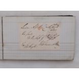 An autograph book containing a large number of early 19th century signatures cut from postal address
