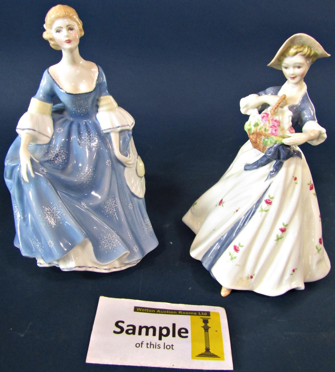 Two Doulton figures, Summer's Day and Hilary, a Belleek vase with crown top, two Worcester leaf - Bild 2 aus 2