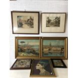 Group of prints and tapestries to include: After Robert Kammerer (1870-1950), two lithographs in