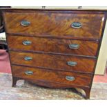 Georgian mahogany secretaire chest of four long drawers, the secretaire fitted with an arrangement