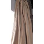 One pair heavyweight curtains in pale gold, lined and thermal lined with triple pleat heading. Sun