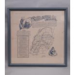 Boer War cotton handkerchief printed with portraits of Lord Roberts and Queen Victoria with a map of