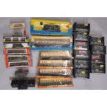Graham Farish model rail coaches, rolling stock and GWR locomotive numbered 9410 (older boxes AF),
