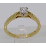 18ct princess-cut diamond solitaire ring, 0.20ct approx, size M, 3.1g