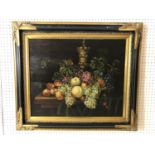 Dutch style still life with fruits and goblet - oil on canvas, indistinctly signed lower left, 50.