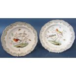 A set of five 19th century Meissen dessert plates, each with an individual hand painted