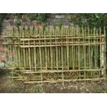 Eight sections of 19th century wrought iron railing with vertical cylindrical solid bars with