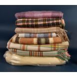 7 vintage blankets, mixed styles and colours, including a Welsh woollen example, together with a