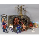 Masters of the Universe 'Fright Zone' playset (puppet AF) together with character figures