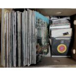 VINYL - A mixed collection of 45rpm and LP records to include the Beatles Sgt Pepper, Rubber Soul,