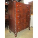 A substantial Victorian mahogany two sectional bedroom chest of four long and two short graduated
