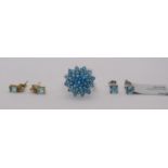 Group of apatite jewellery comprising a 9ct white gold cluster ring, pair of 9ct apatite and white