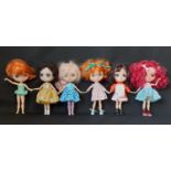 Six small 'Middie' Blythe and Blythe type dolls, all customised by Angie Roberts, 4 have impressed