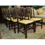 A set of eight (6+2) Edwardian mahogany dining chairs, in a Chippendale style with carved and