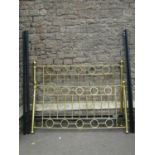 A Victorian style polished brass super king size bedstead, (6ft) with tubular rails and repeating