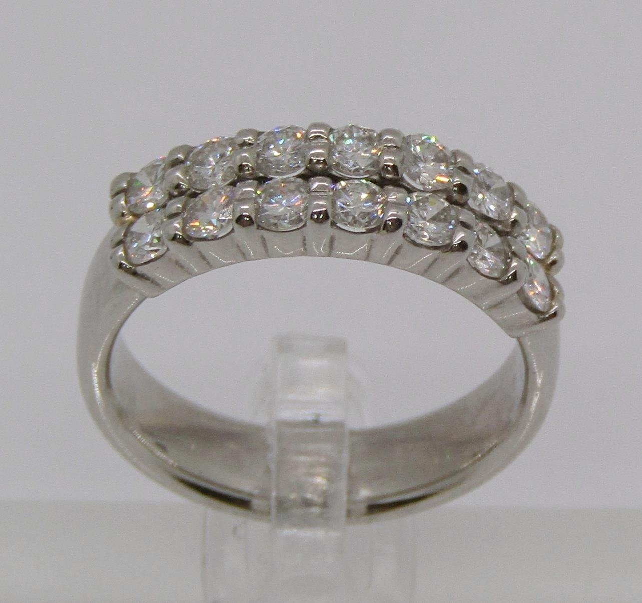 950 platinum double row diamond ring, set with fourteen stones 0.10ct each approx, size O/P, 10.4g - Bild 3 aus 6