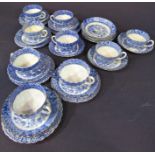 A collection of Allertons Tokio pattern tea wares comprising nine cups, thirteen saucers and seven