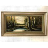 P. Artiges (20th century) - Woodland scene with figure in distance, oil on canvas, signed lower