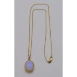9ct cabochon opal pendant necklace in rubover setting, 5.3g