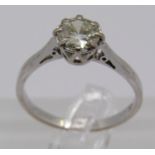 Platinum diamond solitaire ring, 0.85cts approx, size O, 2.8g