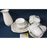 A collection of Adderley bone china tea wares including sugar bowl, eight cups, eight saucers, seven