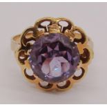 14ct synthetic alexandrite dress ring, size M/N, 4.2g