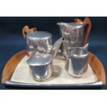 A Picquot Ware four piece tea service and tray. 5