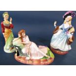 Three figures by Peggy Davies Ceramics - The Illustrious Ladies of the Stage comprising Lillie