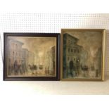 Lucas - Two Parisian boulevard scenes, both signed 'Lucas' lower right, oil on canvas, 46 x 38 cm,