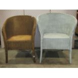 Two vintage Lloyd Loom chairs in varying painted colourway