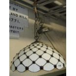 A contemporary Tiffany style hanging ceiling light with domed leaded light shade, 40 cm diameter