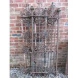 Three matching sections of 19th century wrought iron railing, with C scroll and further detail,