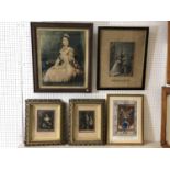Five framed prints of royalty to include: 'Her Majesty Queen Elizabeth II', vintage offset print, 44
